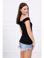 Španielska blúzka s volánikmi čierna