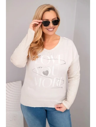 Dámske Plus veľkosť blúzka s potlačou Love You More Beige