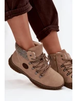 Ocieplane Botki Trapery Damskie Beżowe Zenaya