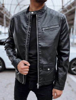 Pánska kožená bunda čierna FashionStreet TX4711