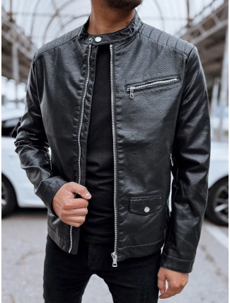 Pánska kožená bunda čierna FashionStreet TX4711
