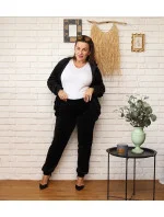 Čierna dámska tepláková súprava plus size s kapucňou na zips (8216) Čierna dámska tepláková súprava plus size s kapucňou na zips (8216)