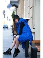 Dámska dlhá vesta v chrpovej farbe s opaskom (JIN217)