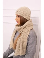 Dámska súprava so šatkou Adrianna K417 tmavo béžová