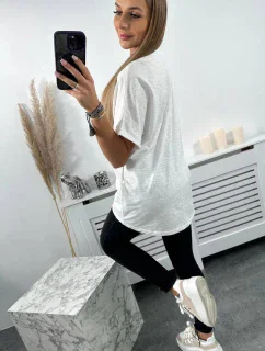 Bavlnená blúzka s vreckami biela