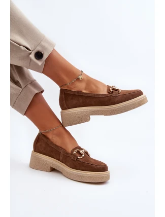 Zazoo 3429 Zamszowe Mokasyny Damskie Z Ozdobą Brązowe Zazoo 3429 Zamszowe Mokasyny Damskie Z Ozdobą Brązowe