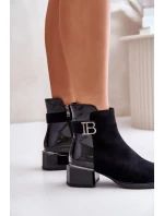 Elegantné členkové topánky na podpätku zateplené čierne