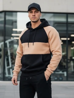 Pánska ťavia a čierna pruhovaná mikina FashionStreet BX5897
