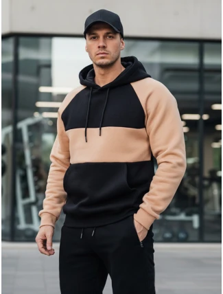 Pánska ťavia a čierna pruhovaná mikina FashionStreet BX5897
