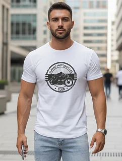 Pánske bavlnené tričko s potlačou motýľa biele FashionStreet NX5088R