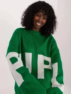 Dámsky zelený oversize sveter (8060)