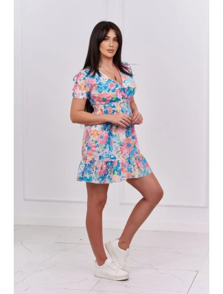 Kvetinové šaty s výstrihom do V púdrovo ružovej Kvetinové šaty s výstrihom do V púdrovo ružovej