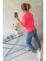Blúzka s výstrihom do V ružová neónová
