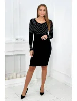Pletené šaty so strieborným vzorom čierny