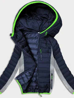 Tmavo modro-šedá prešívaná dámska športová bunda (8M915-215)