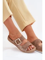 Dámske papuče s prackou a suchým zipsom Brown INBLU MK000013
