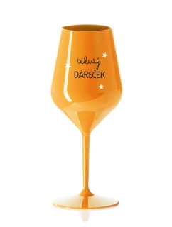 TEKUTÝ DÁREČEK - oranžová nerozbitná sklenice na víno 470 ml