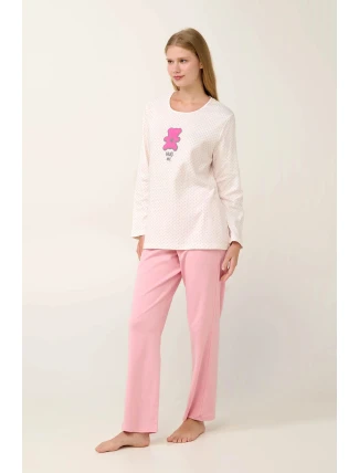 Dámske pyžamo s potlačou 21932 Svetloružová s Ecru - Vamp