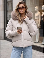 Dámska zimná prešívaná bunda s kožušinou, sivá, FashionStreet TY5986 Dámska zimná prešívaná bunda s kožušinou, sivá, FashionStreet TY5986