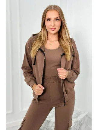Set 3 v 1 mikina + top + nohavice mocca