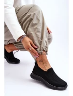 Damskie Tenisówki Materiałowe Wsuwane Czarne Adiora