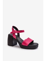 Zazoo 40386 Damskie Skórzane Sandały Na Klocku Fuksja Zazoo 40386 Damskie Skórzane Sandały Na Klocku Fuksja