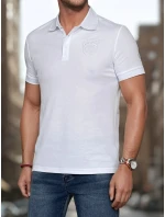 Pánske polo tričko s nášivkou biele FashionStreet PX0627 Pánske polo tričko s nášivkou biele FashionStreet PX0627