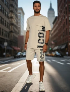 Pánsky khaki set s potlačou FashionStreet AX0801