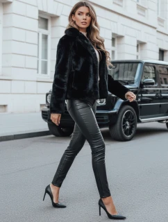 Dámsky krátky čierny kožuch GLAMFLUFFY FashionStreet TY4985