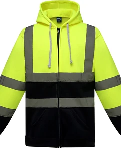 Mikina s kapucňou Yoko HVK 07 Hi-Vis 79.VK07, žltá/námornícka modrá