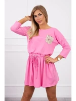 Šaty s flitrovým vreckom svetlo ružové
