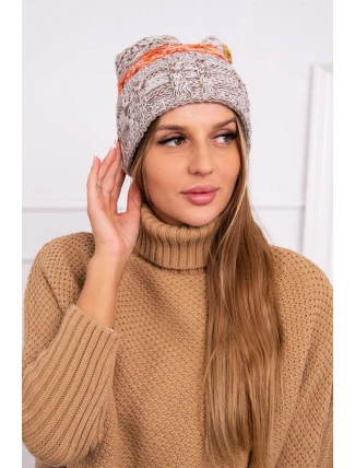 Pola fleecová čiapka K267 mocca+mustard