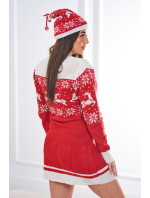 Vianočný set 1001 sveter + čiapka + podkolienky červené