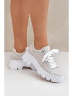 Sneakersy Buty Sportowe Na Platformie CheBello 4632 Srebrne