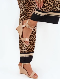 Lakierowane Sandały Damskie Na Koturnie Nude Vliraya