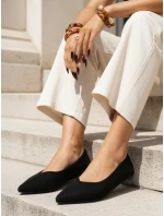 Dámske semišové baleríny so špicatou špičkou čierne FashionStreet ZY1424 Dámske semišové baleríny so špicatou špičkou čierne FashionStreet ZY1424