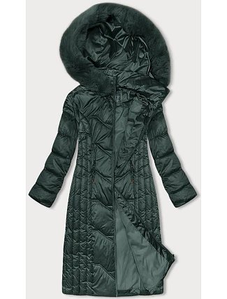 Dlhá zimná bunda slim-fit tmavozelená S'west (B8201-10)