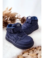 Dziecięce Ocieplane Wysokie Buty Sportowe Granatowe Clafi