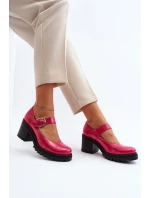 Zazoo 20166 Lakierowane Skórzane Czółenka Fuksja