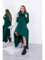 Zateplené šaty s dlhšími bokmi tmavo zelené