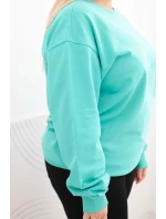 Dámske Plus veľkosť bavlnené základné kolo krku mikina tmavá Mint