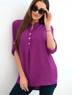 Blúzka s dlhším zadným dielom tmavo fialová
