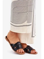 Płaskie Klapki Damskie Z Przeplatającymi Się Paskami Czarne Selaenor