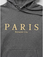 Pánska mikina s kapucňou a potlačou PARIS, tmavošedá, FashionStreet NX5147BX Pánska mikina s kapucňou a potlačou PARIS, tmavošedá, FashionStreet NX5147BX