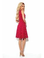 241-2 STELLA Šaty so skladaným výstrihom - bordové s prúžkami