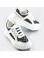 Bielo-čierne dámske športové topánky s ozdobným vzorom (LA811)