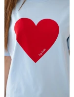 Bavlnená blúzka s potlačou srdca modrá