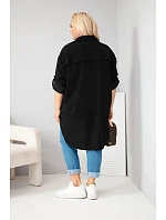 Dámska košeľa Plus Size z viskózy, manšestrová, s odnímateľnými rukávmi, čierna Dámska košeľa Plus Size z viskózy, manšestrová, s odnímateľnými rukávmi, čierna