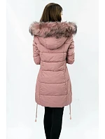 Dámska prešívaná zimná bunda s kapucňou Old Pink (7690) Dámska prešívaná zimná bunda s kapucňou Old Pink (7690)