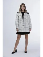 Dámska károvaná košeľová bunda vo farbe ecru (AG3-1813) Dámska károvaná košeľová bunda vo farbe ecru (AG3-1813)